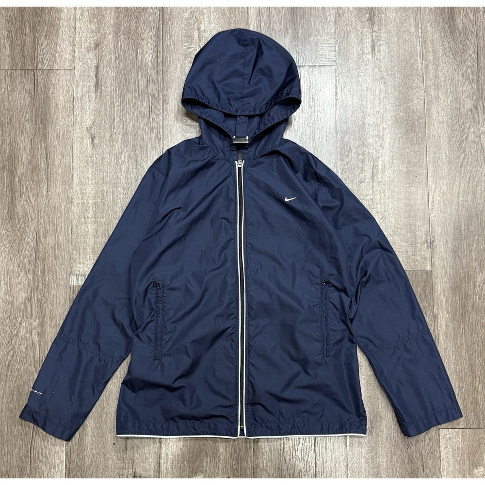 Nike Vintage Full Zip Navy Womens Hoodie Size Small Y2K Running